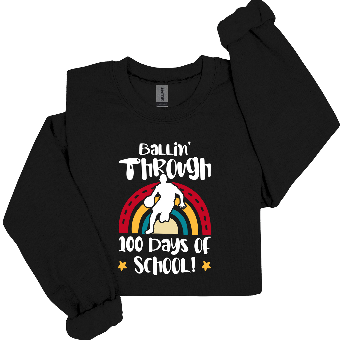 100 Days School Sweatshirt - Ballin Through 100 Days of School Sweater to celebrate 100 days of school