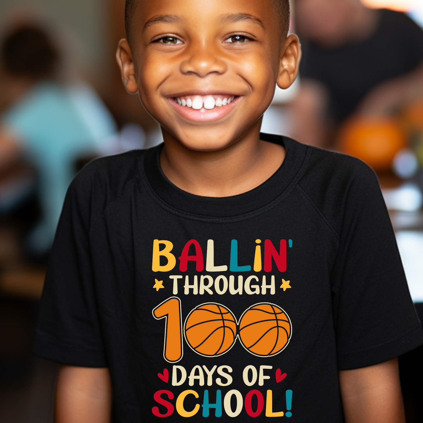 100 Days T-Shirt - Ballin' Through 100 Days of School Cool Tee Shirt to celebrate 100 days of school