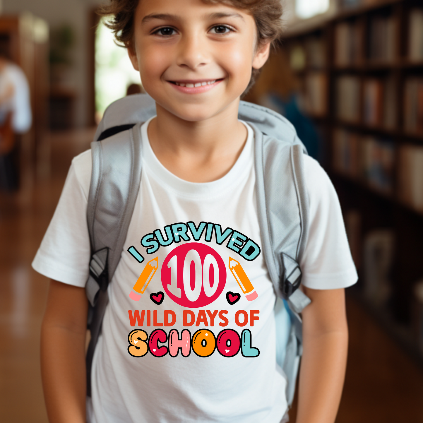 100 Days of School "I Survived 100 Wild Days of school" Kids 100 Days Shirt to celebrate the milestone of 100 exciting days of school for kids