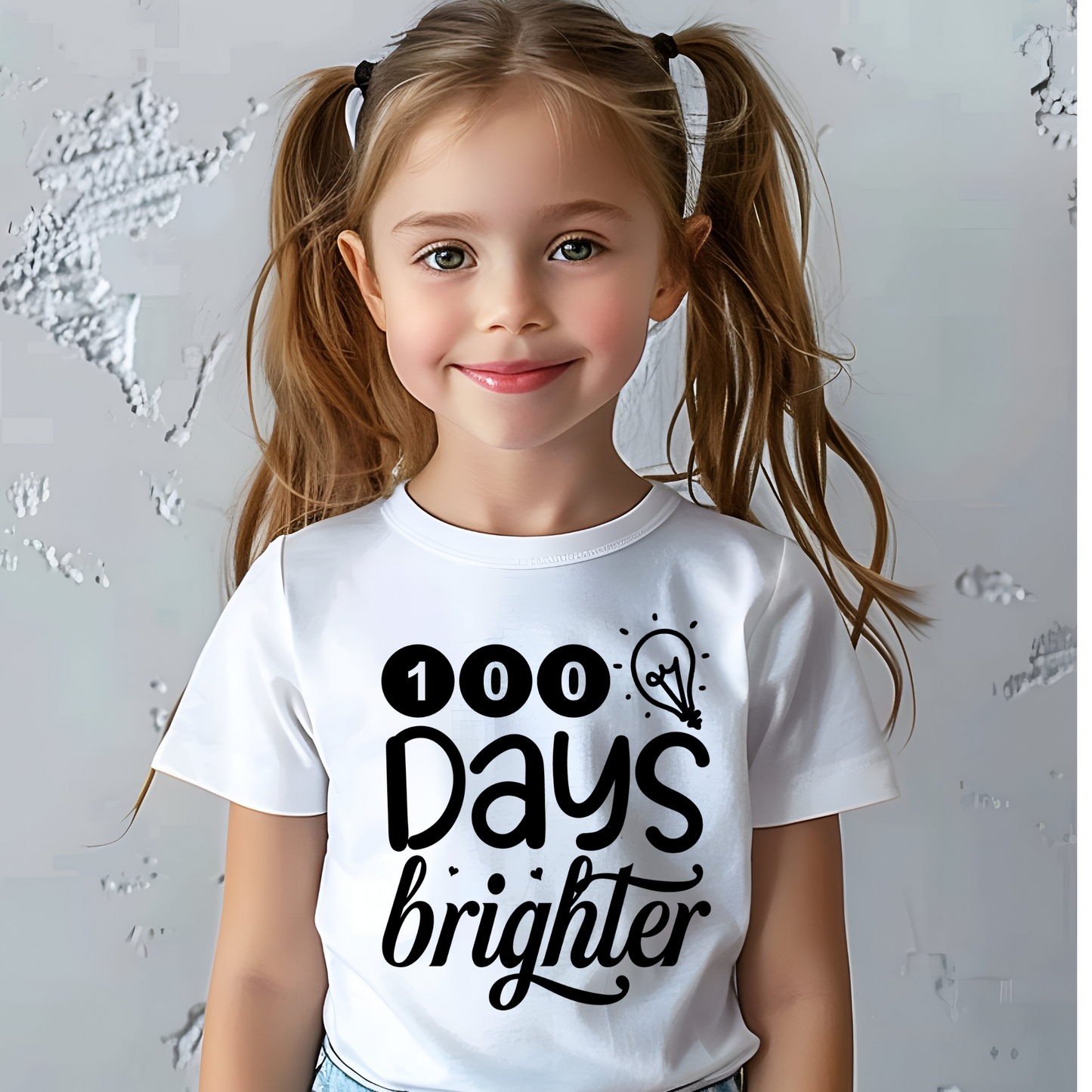 100 Days Brighter - School Spirit Shirt "100 Days Brighter" Youth School Spirit Tee Shirt to celebrate Fun 100 Days of School T-shirt for kids