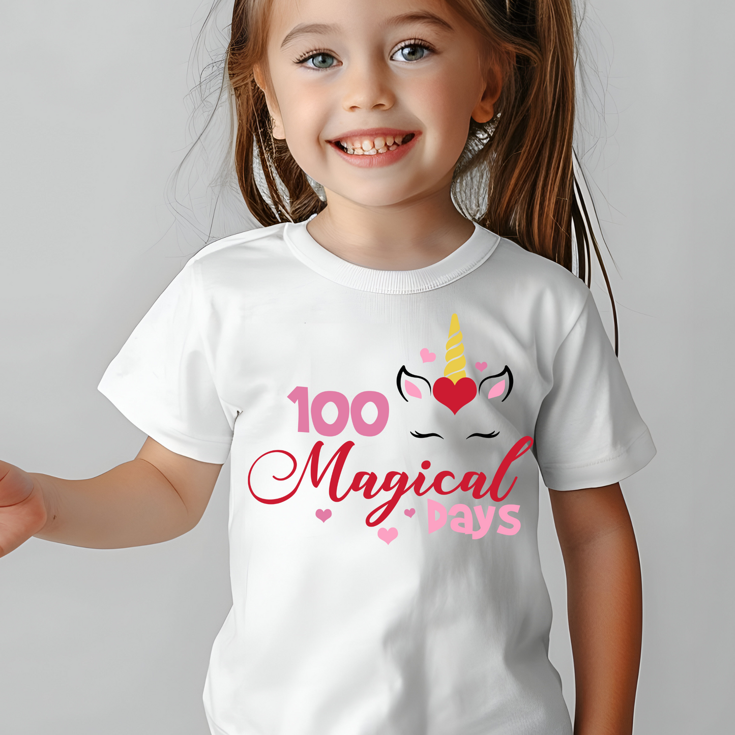 100 Days of School Shirt: "100 Magical Days" Girl School Celebration T-Shirt to celebrate 100 Days of school milestone tee shirt