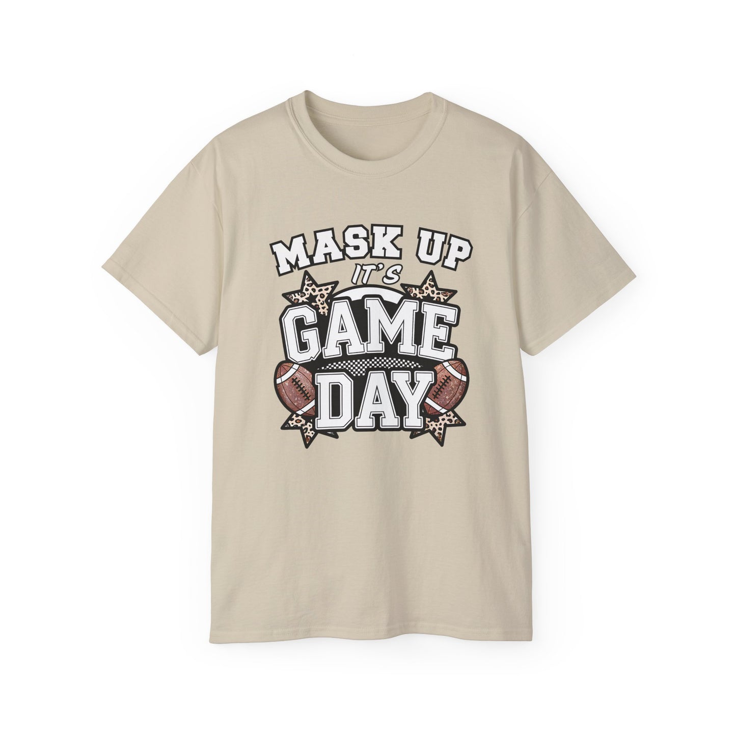 Game Day Football Shirt - Mask Up Its Game Day Bold School Spirit Tee