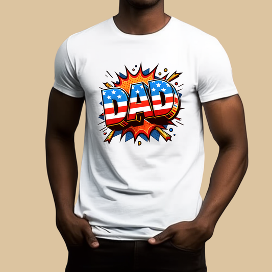 Dad Shirt - Dynamic Comic Graphic Dad Tee - Perfect for Superhero Fathers