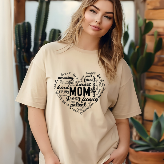 Mother's Day Graphic Tee - Typographical Heartfelt Word Collage