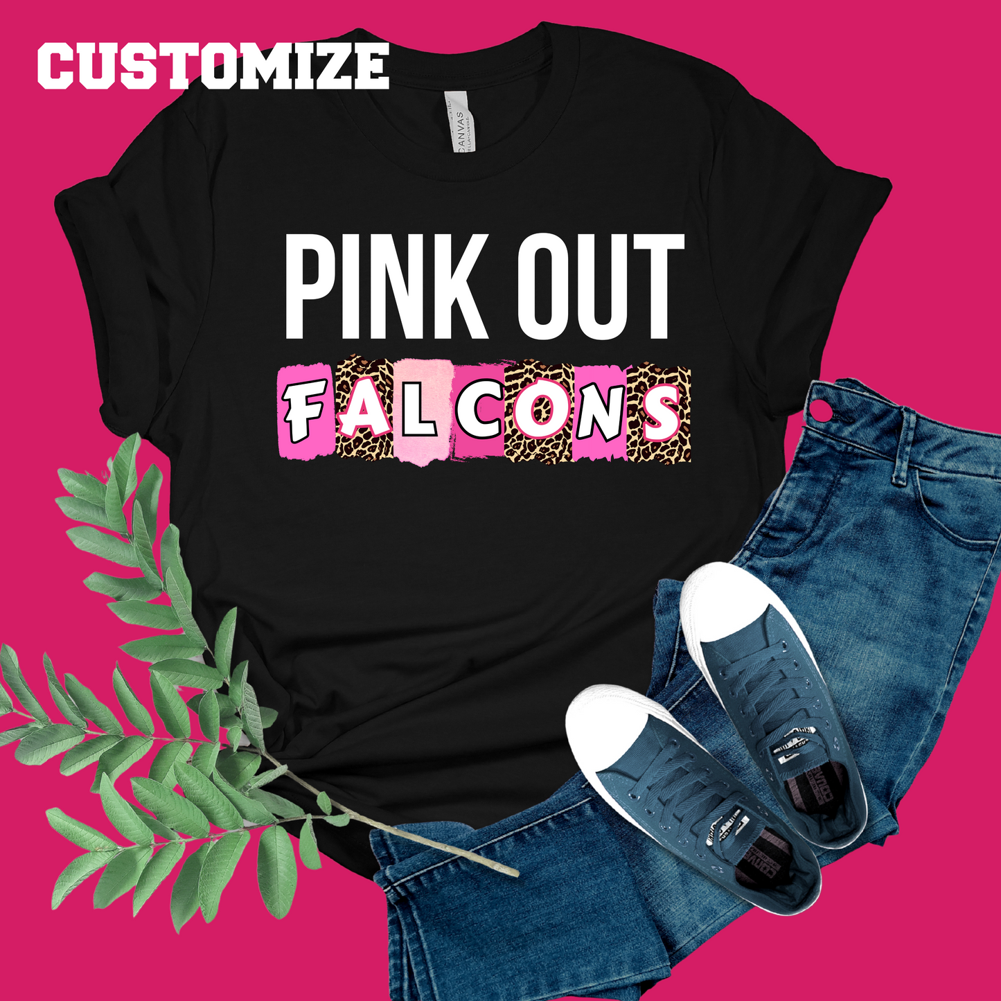 Pink Out Team Mascot Custom T-Shirt: Pink Out Shirt for Game Day Breast Cancer Support Tee