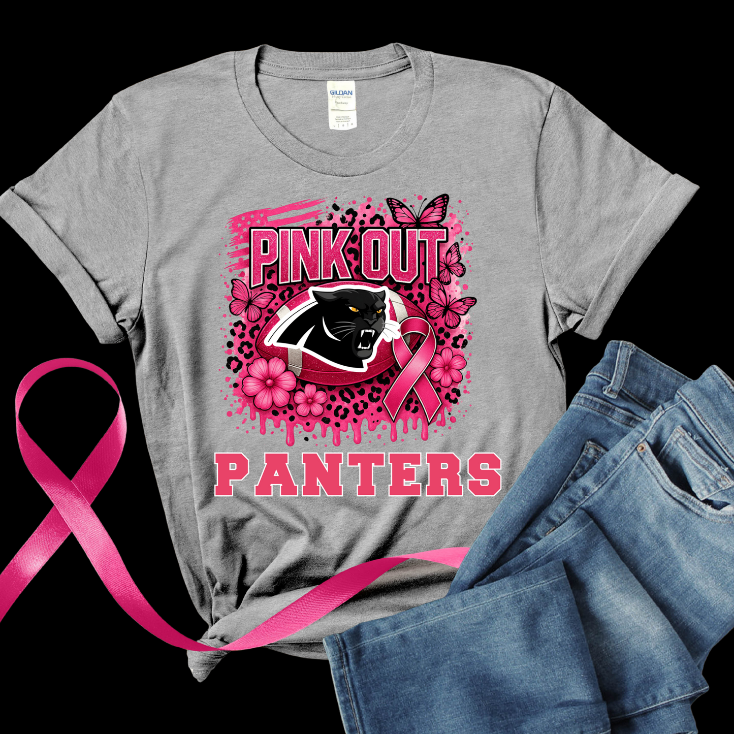 Custom Pink Out Football Tee - Custom Pink Out Mascot T-Shirt
