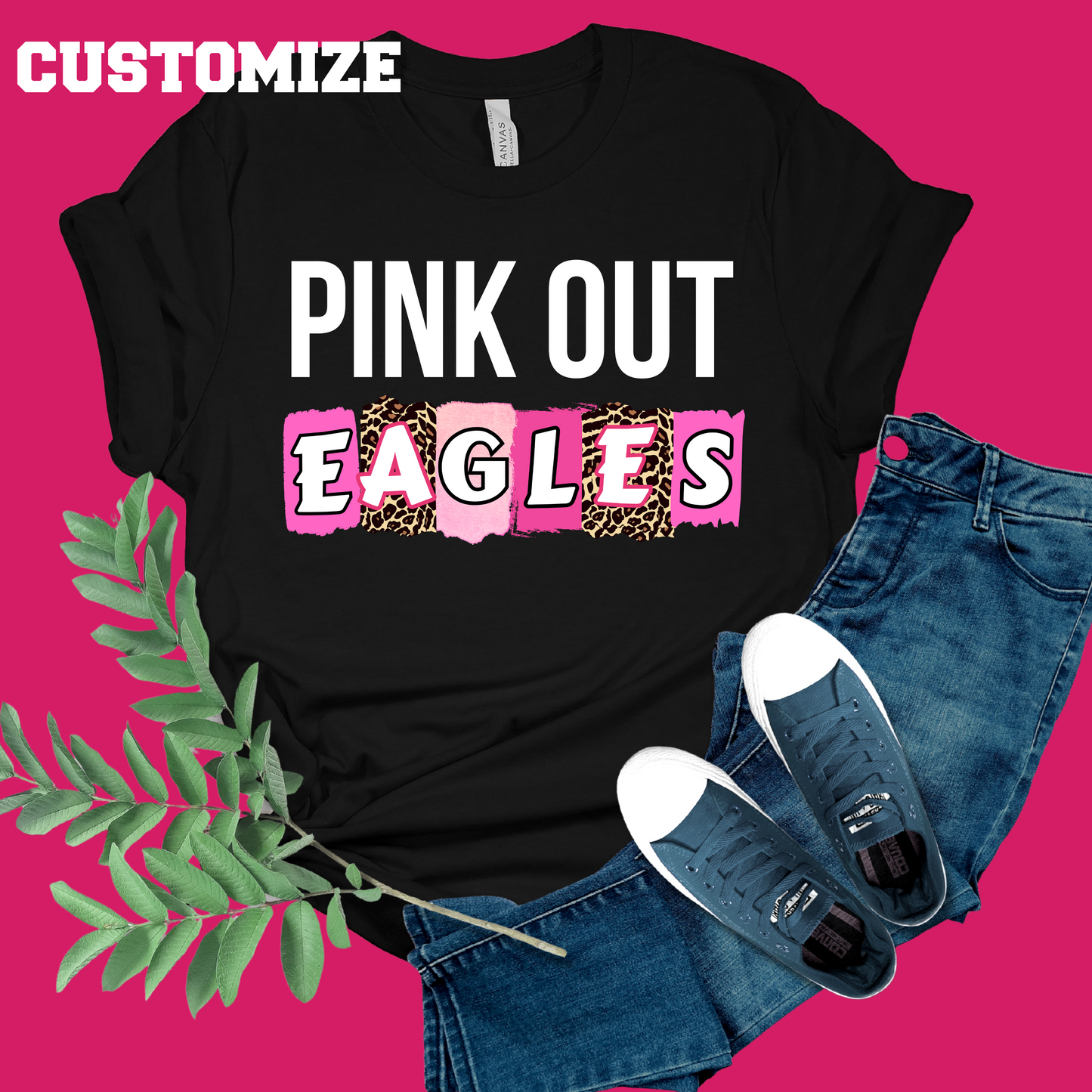 Pink Out Team Mascot Custom T-Shirt: Pink Out Shirt for Game Day Breast Cancer Support Tee