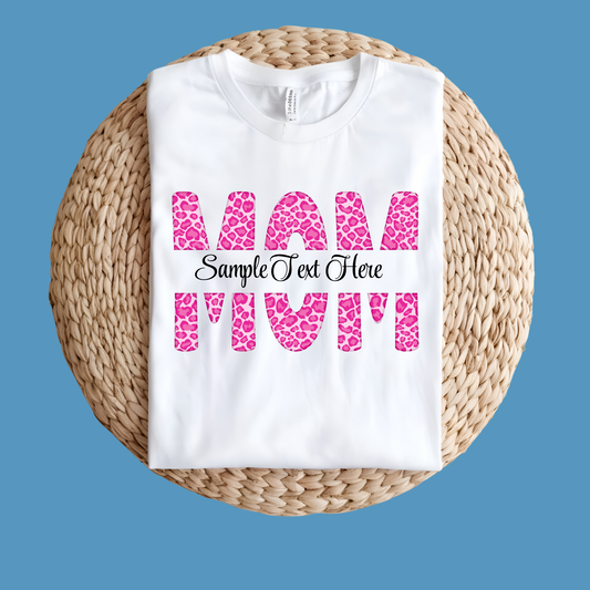 Personalized Mom Shirt - Mother's Day Keepsake - Custom Kid Name Pink Leopard Print Tee