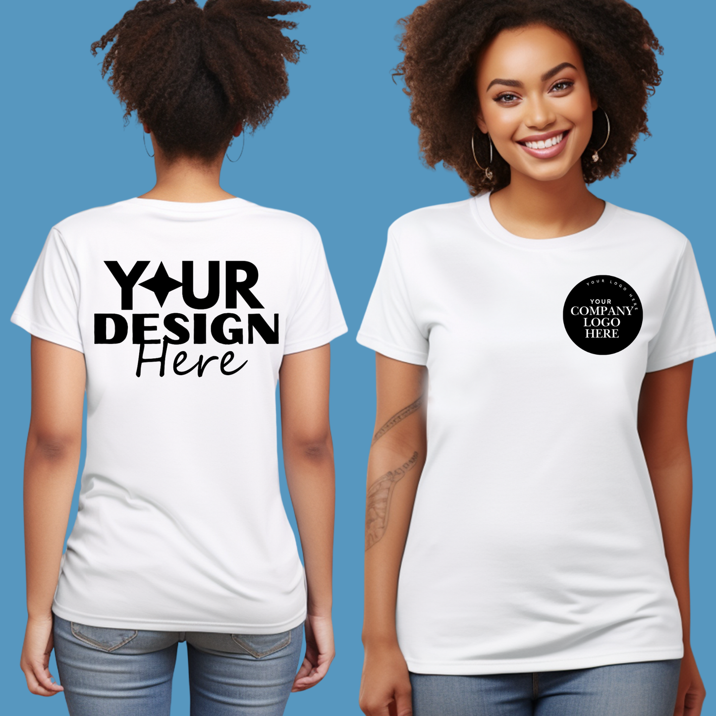 Taylor-Made Custom Tee Shirt - Personalized Design Logo Tee - Front & Back Design