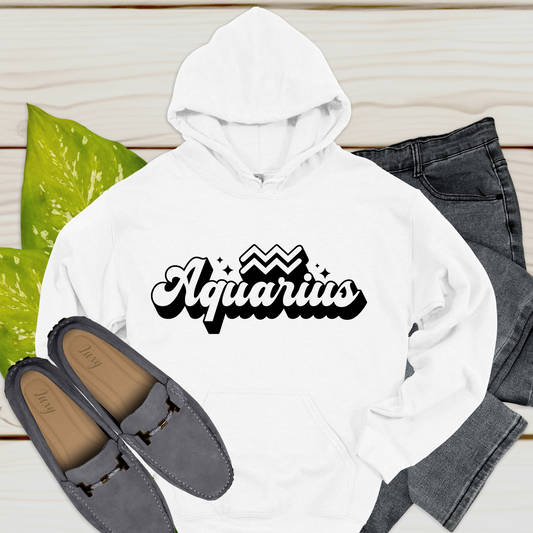 Aquarius Zodiac Hoodie - Retro Aquarius Hoodie is an ideal birthday gift for a personalized and thoughtful birthday hoodie