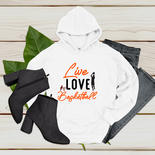 Basketball Hoodie: "Live Love Basketball" Team Basketball Hoodie
Basketball Shirts: Stand out from the crowd with this unique addition to your collection of basketball apparel, perfect for game days, practices, or casual outings.