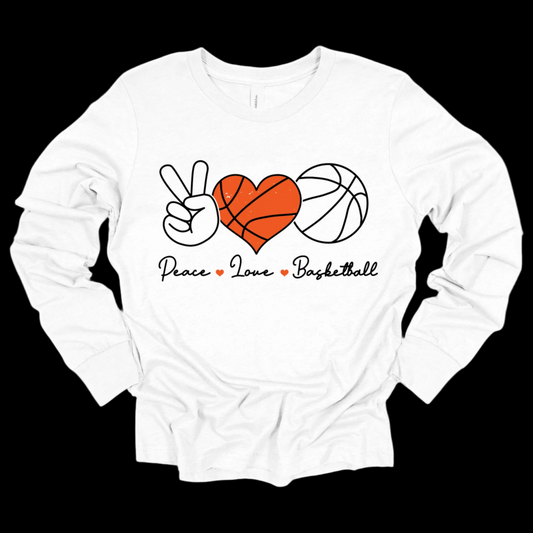 Basketball Shirt - Peace Love Basketball Long Sleeve T-Shirt for Boys & Girls Basketball Mom