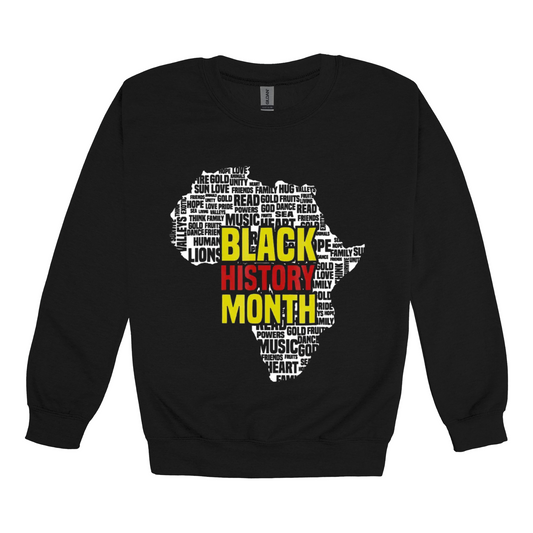 Black History Month Unisex Crewneck Sweatshirt Sweater men's flat celebrating black history month an excellent addition to wear to black history month parades.