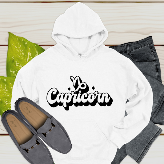 Capricorn Zodiac Hoodie - Retro Capricorn Horoscope Hoodie for Men & Women perfect for a personalized birthday gift