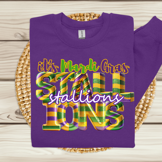 Custom Mardi Gras School Mascot Sweatshirt - Unleash the Mardi Gras Spirit perfect for teachers students and alumni