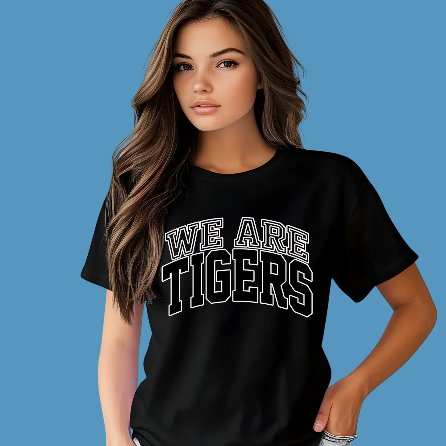 Custom Mascot Shirt - We Are Tigers Game Day Spirit Wear - Black Women's Tee