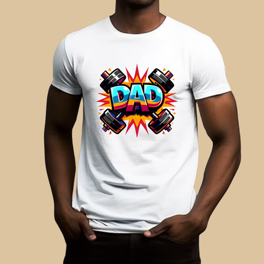 Dad T-Shirt - Dad – Comic Strip Dynamic Graphic Tee for Superhero Fathers