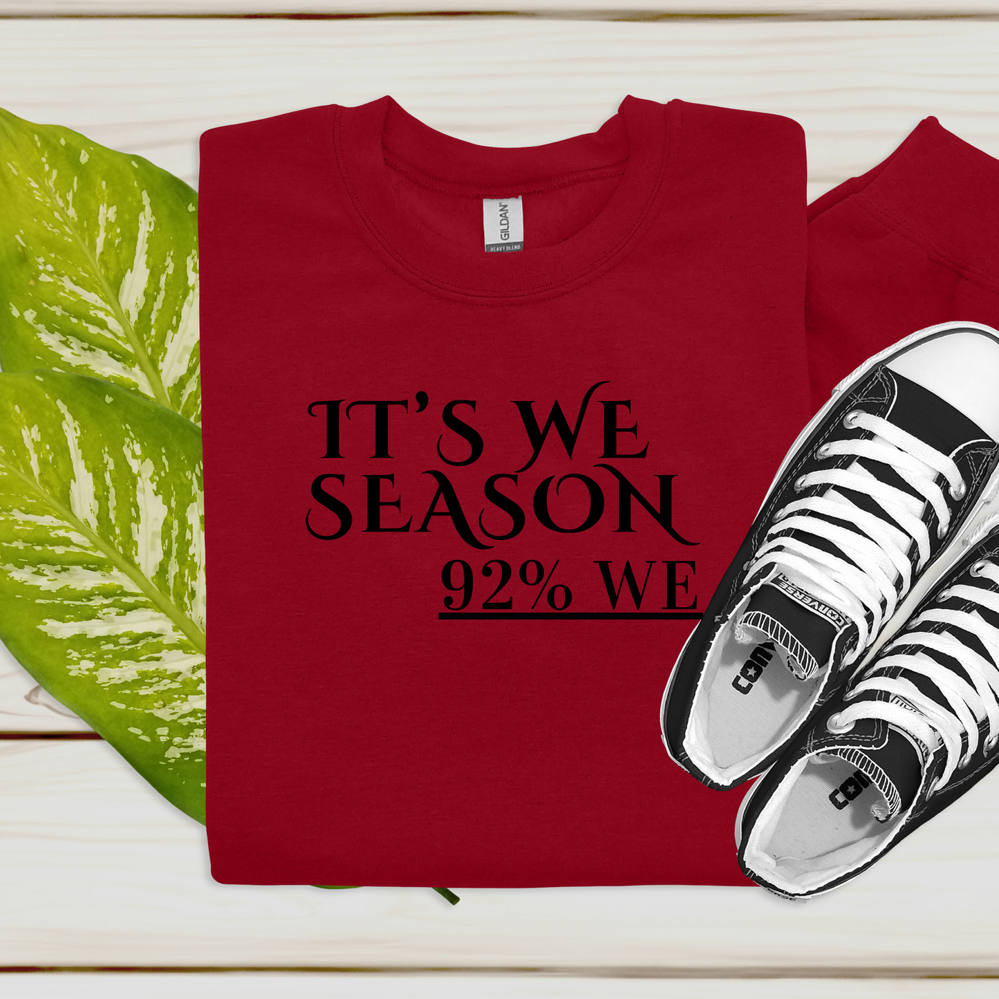 Women's Sweater "IT'S WE SEASON, 92% WE" Cozy Empowerment SweatshirtEmpowering Sweater "IT'S WE SEASON, 92% WE" Cozy Women's Sweatshirt A great gift for Black women who value unity, support, and collective success, and who appreciate motivational messages and stylish designs.Add the "IT'S WE SEASON, 92% WE" apparel to your wardrobe and embrace the spirit of unity and empowerment. Grab yours today and celebrate the strength and success of Black women working together!