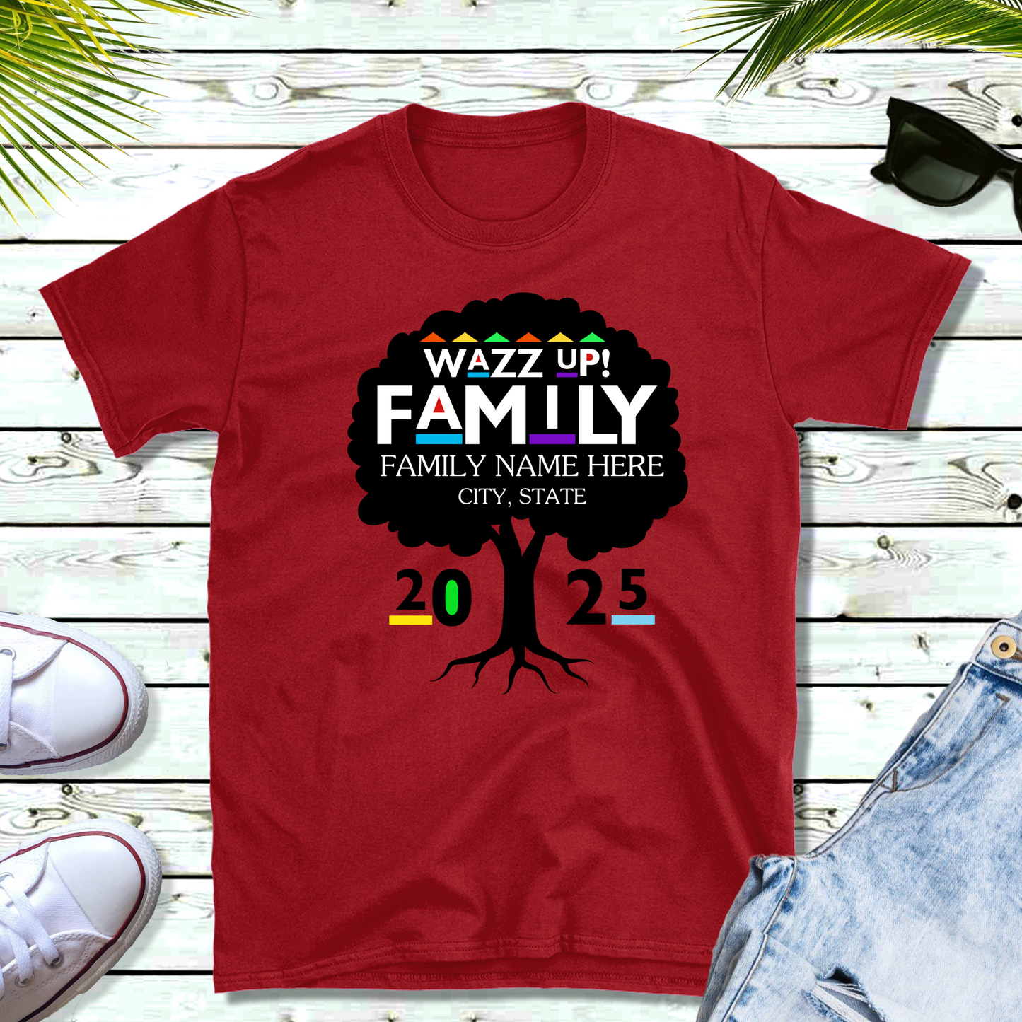 Family Reunion Shirt - WAZZ UP! FAMILY - PERSONALIZED Family Reunion 2025 Tee