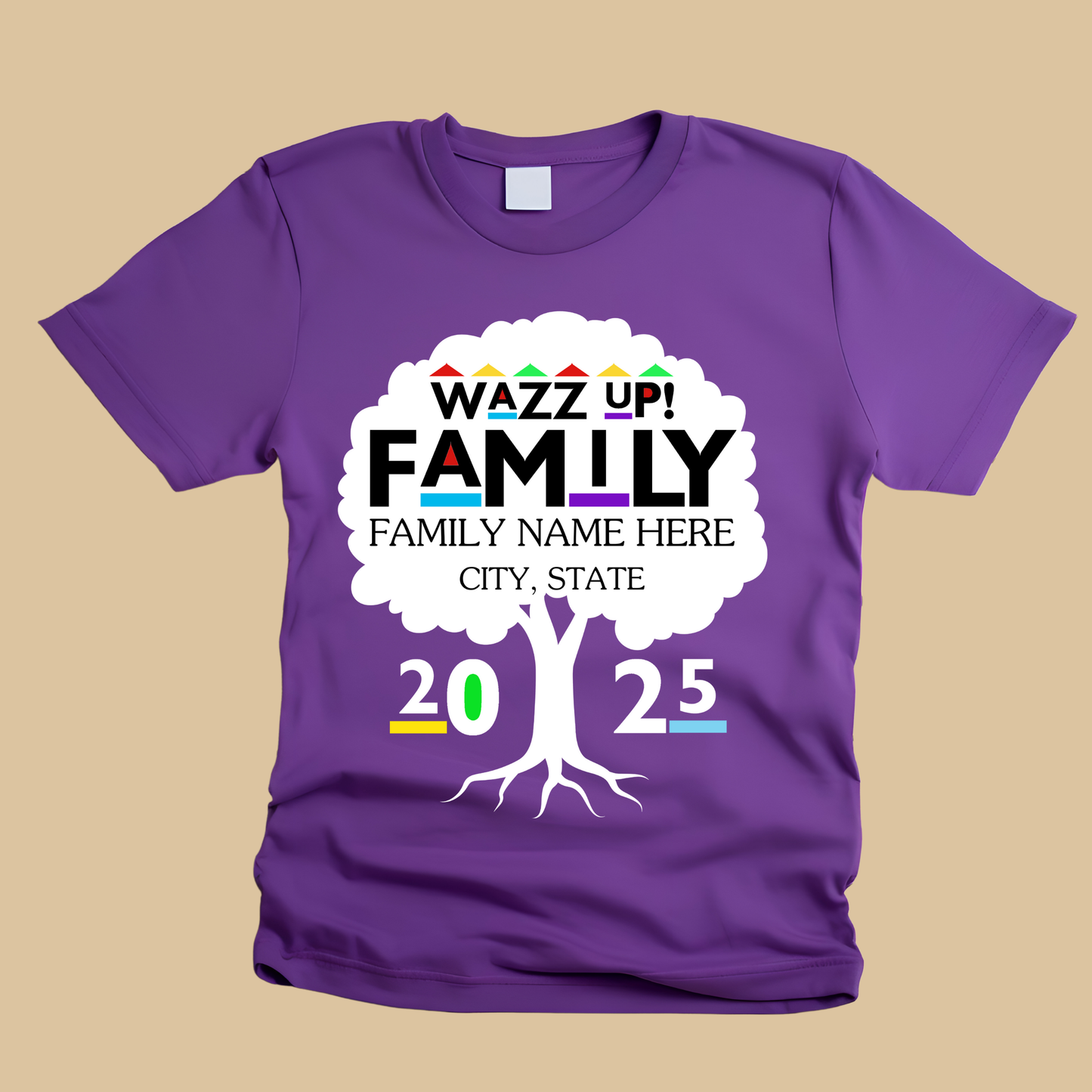 Family Reunion Shirt - WAZZ UP! FAMILY - PERSONALIZED Family Reunion 2025 Tee