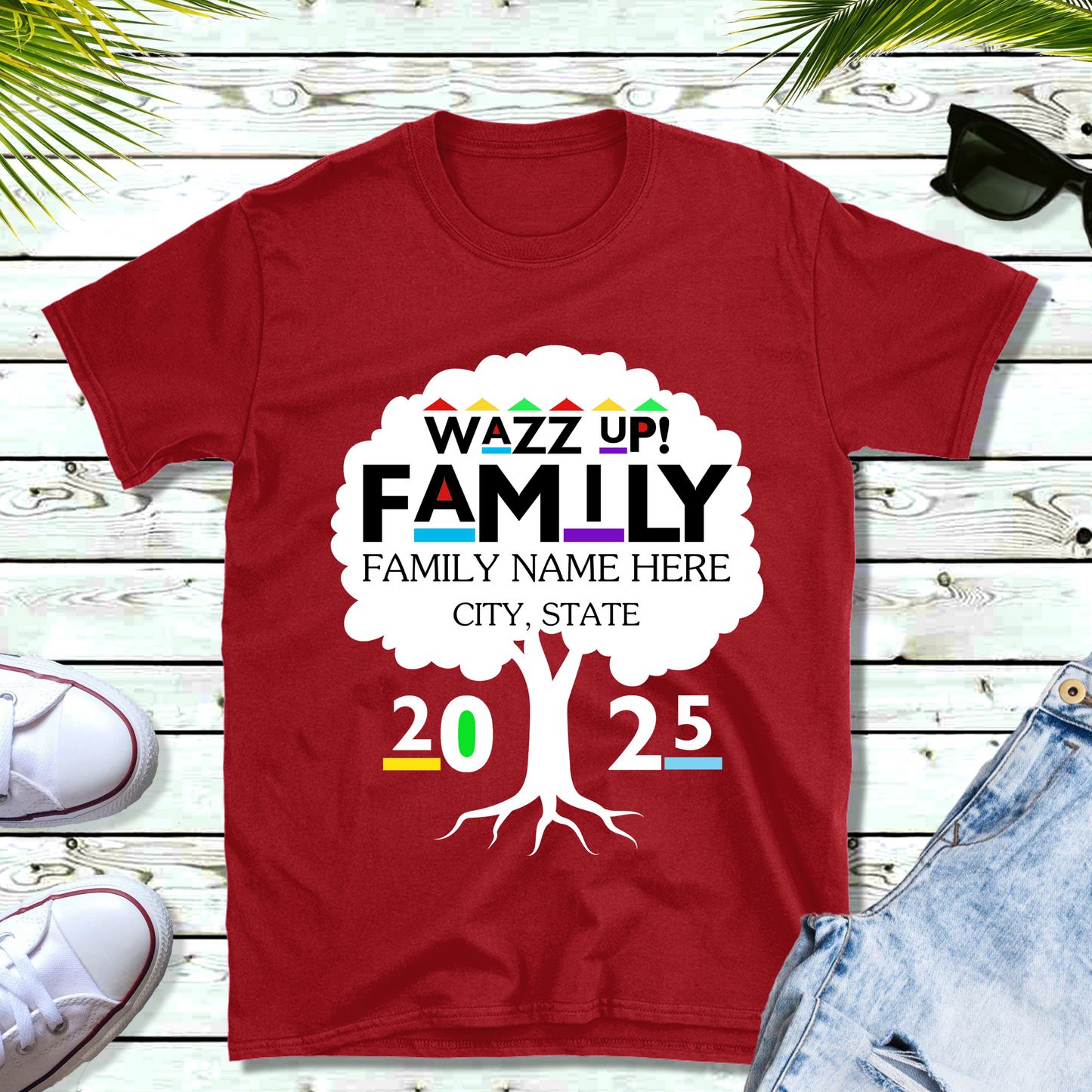 Family Reunion Shirt - WAZZ UP! FAMILY - PERSONALIZED Family Reunion 2025 Tee