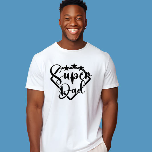 Father's Day Shirt - Super Dad - Cool Dad Comfy T-Shirt Black Father White Tee