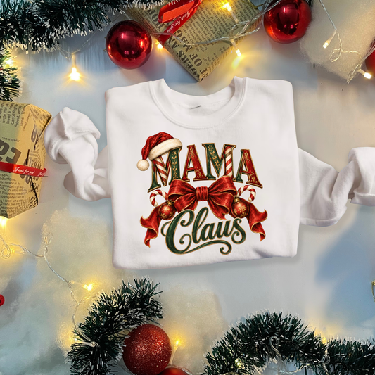 Mama Clause Christmas Shirt - Vintage "Mama Claus" Christmas Apparel, Short - Long Sleeve & Crewneck Sweater