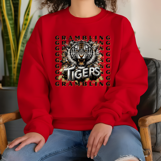Grambling State University Black and Gold Tigers GSU Red Crewneck Tshirt Sweater