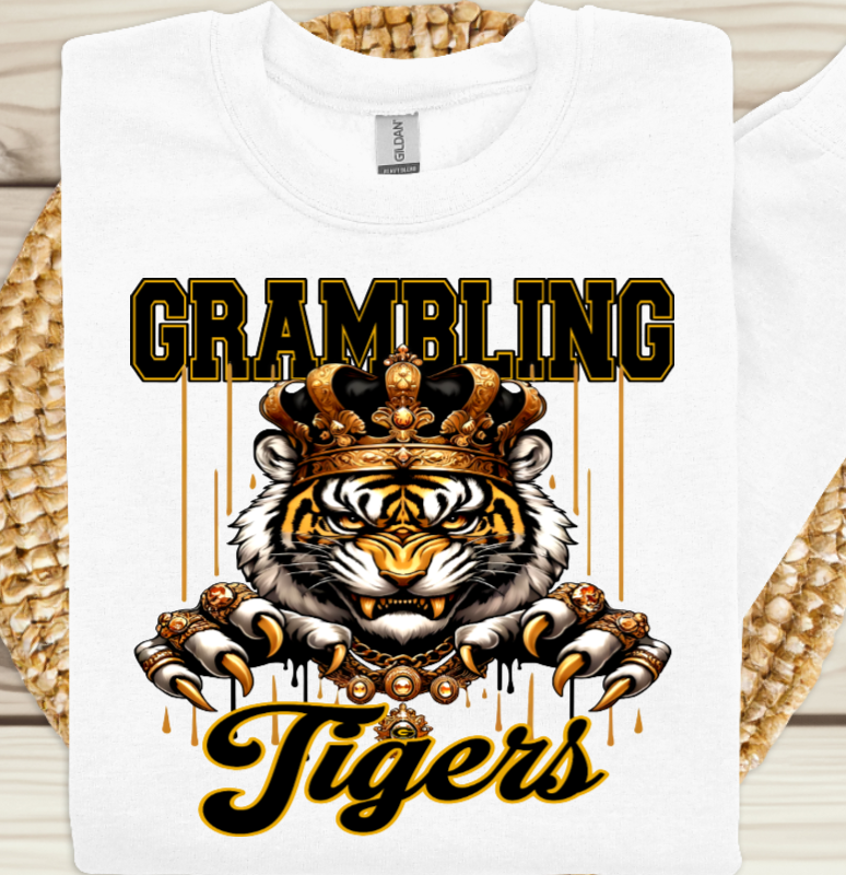 Grambling State Tigers Sweatshirt - Bold Tiger Fan Crewneck Sweatshirt Grambling Tigers University White Crewneck Sweater GSU Tigers