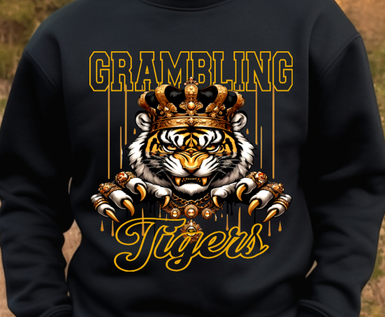 Grambling State Tigers Sweatshirt - Bold Tiger Fan Crewneck Sweatshirt Grambling Tigers University Black Crewneck Sweater GSU Tigers