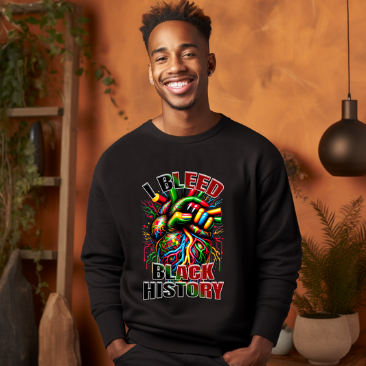 I Bleed Black History Black Men's Crewneck Sweater _ Black History Month Bold & Proud