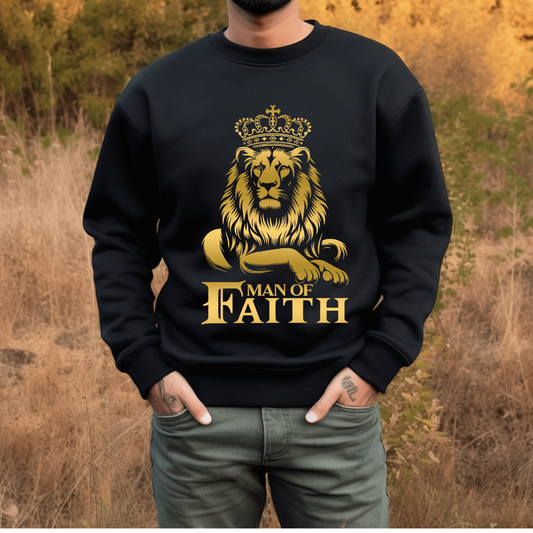 Man of Faith Sweater, Christian Faith Apparel, Lion of Judah, Religious Apparel, Man of Faith Sweatshirt, Spiritual Clothing, Man's Christian Faith Sweatshirt, Christ Centered Sweatshirt