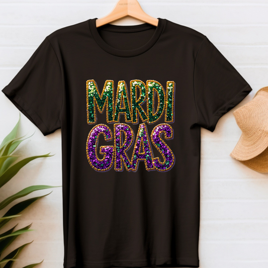 Mardi Gras Shirt - Mardi Gras Faux Glitter Bold T-Shirt