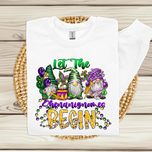 Mardi Gras Sweatshirt - Let the Shenanigans Begin Gnome Festive Sweater perfect for celebrating mardi gras parades