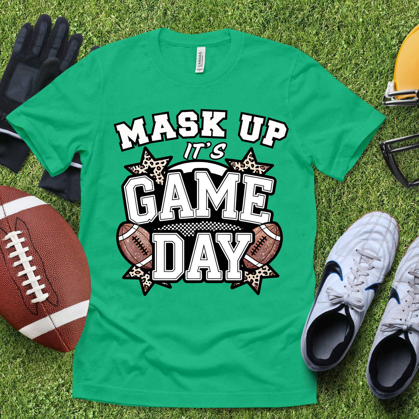 Game Day Football Shirt - Mask Up Its Game Day Bold School Spirit Tee