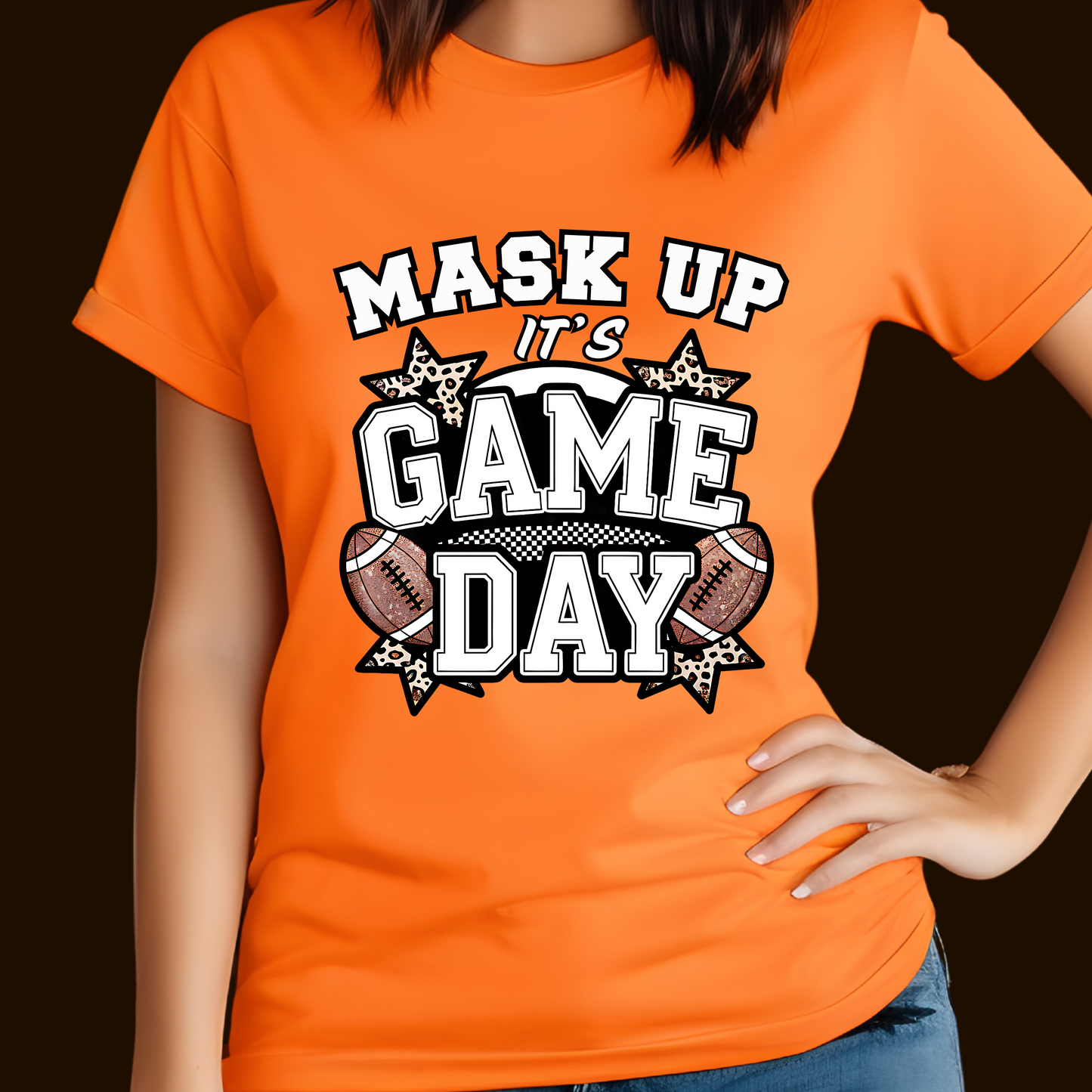 Game Day Football Shirt - Mask Up Its Game Day Bold School Spirit Tee