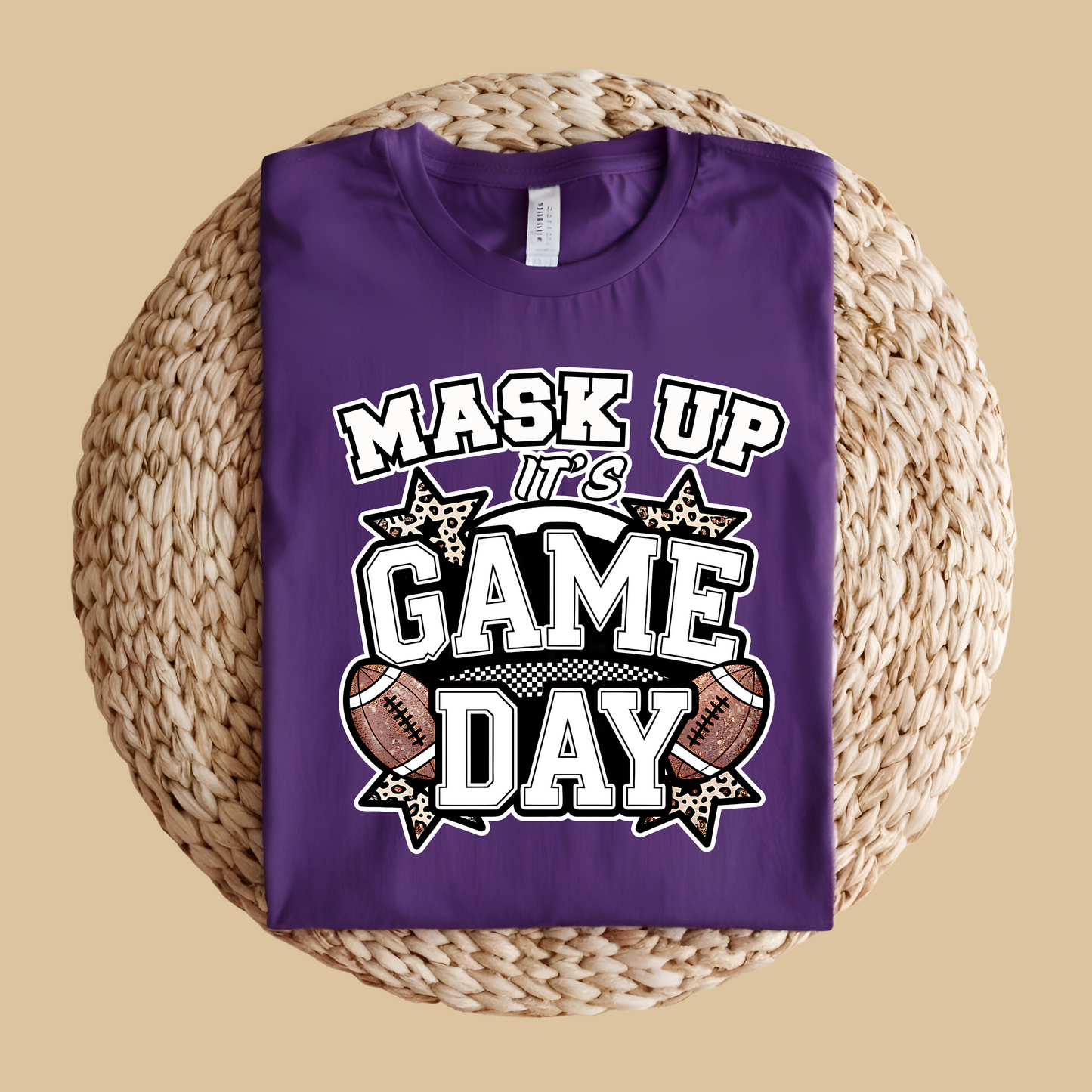 Game Day Football Shirt - Mask Up Its Game Day Bold School Spirit Tee