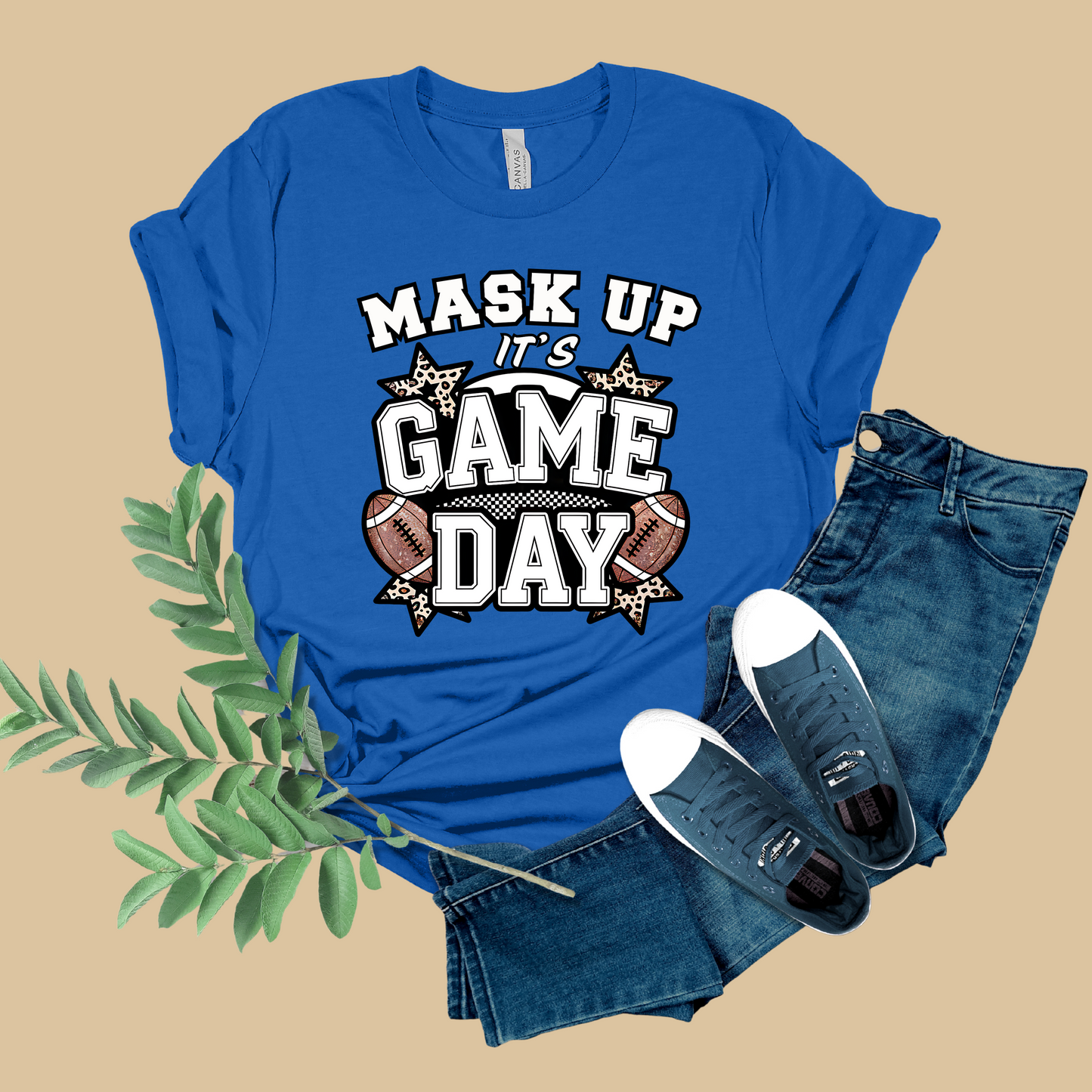 Game Day Football Shirt - Mask Up Its Game Day Bold School Spirit Tee