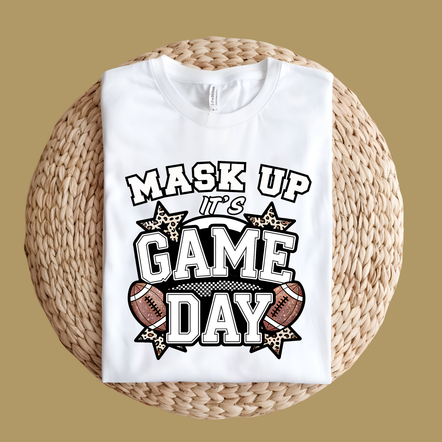 Game Day Football Shirt - Mask Up Its Game Day Bold School Spirit Tee