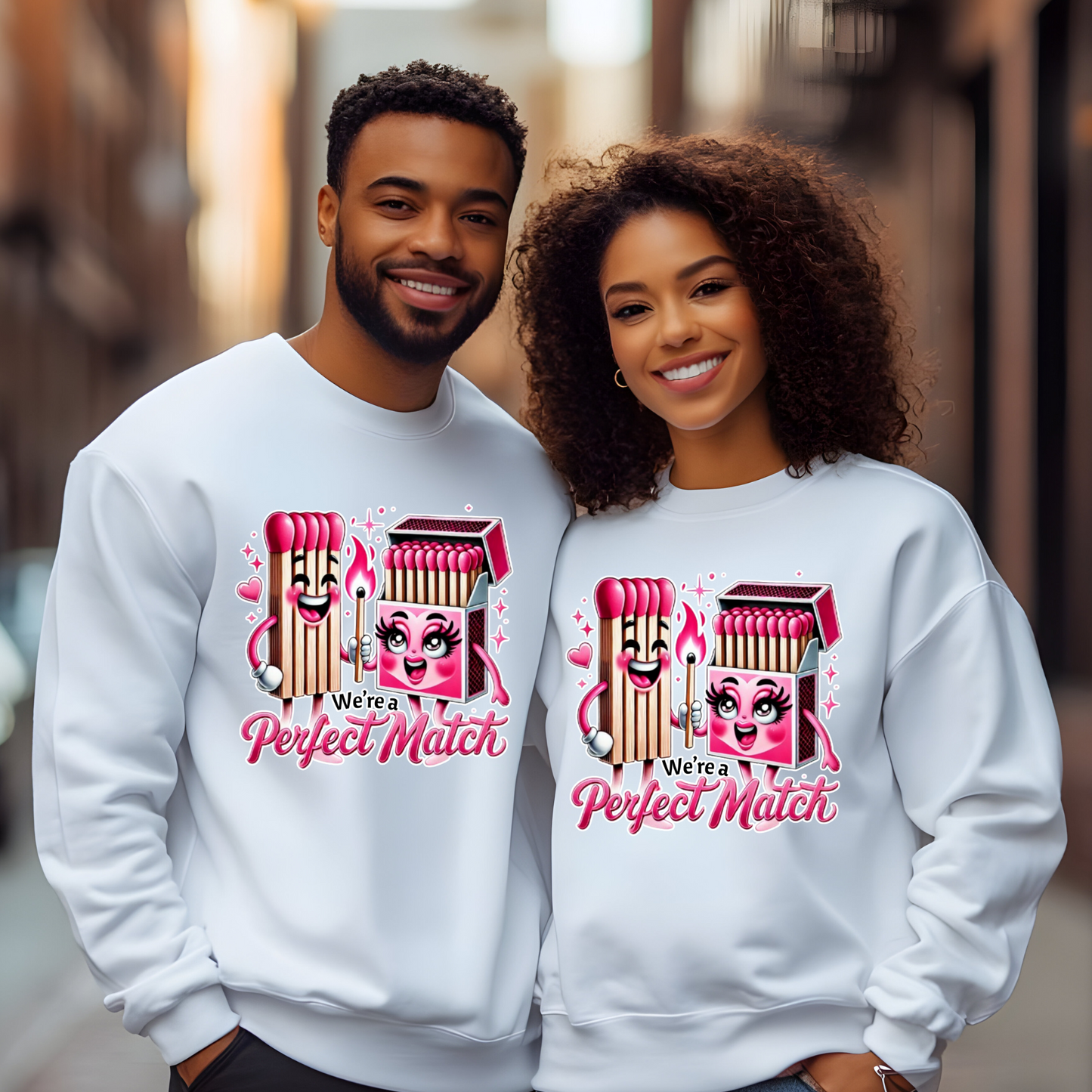 Matching Couples Sweater - We're a Perfect Match Fun Sweatshirts perfect for couples shirts, love shirts and valentines days shirts.