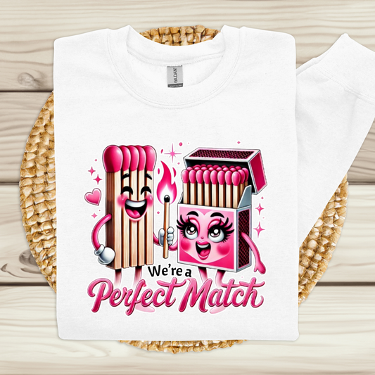 Matching Couples Sweater - We're a Perfect Match Fun Sweatshirts perfect for couples shirts, love shirts, and valentine's day shirts