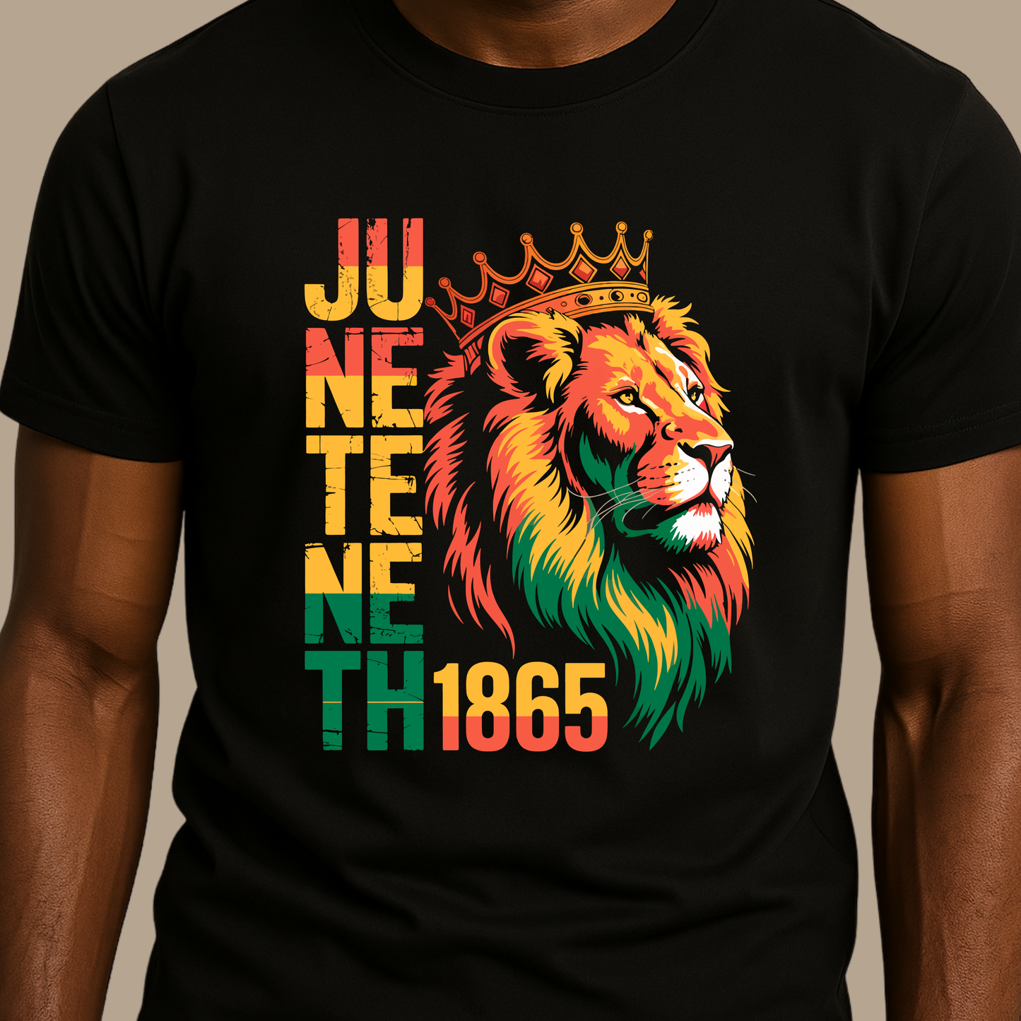Men's Juneteenth 1865 - Bold Lion King Graphic T-shirt