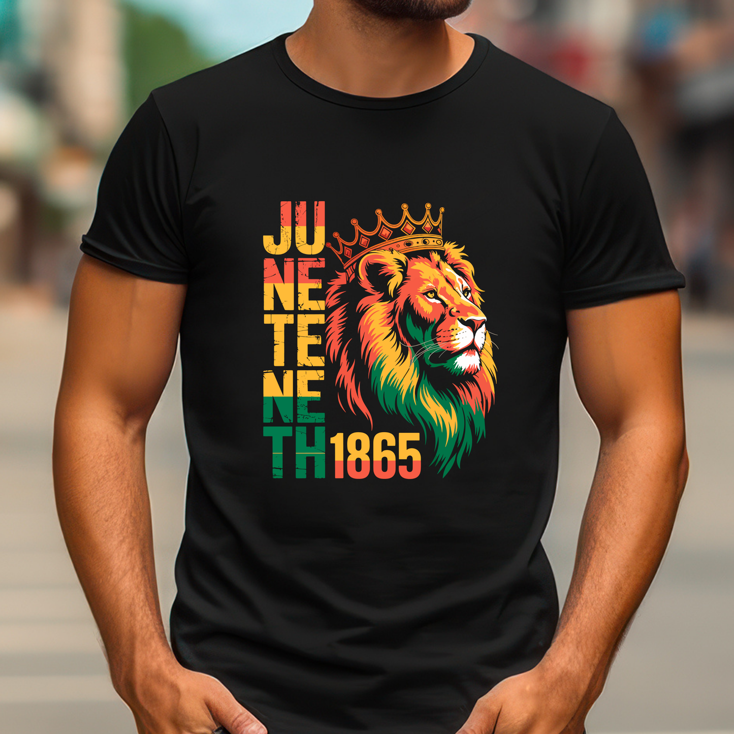 Men's Juneteenth 1865 - Bold Lion King Graphic T-shirt