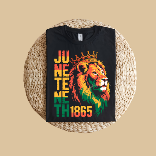 Men's Juneteenth 1865 - Bold Lion King Graphic T-shirt