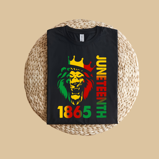 Men's Juneteenth 1865 - Roar for Freedom - Fierce Lion King Tee