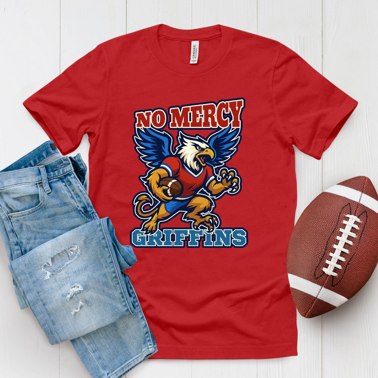 Griffins Football Tee: No Mercy Griffins Game Day Spirit T-Shirt
