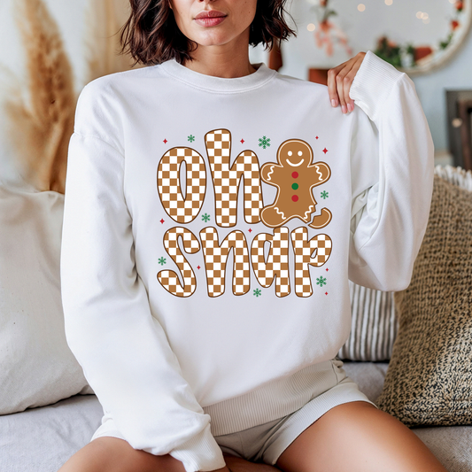 "Oh Snap" Gingerbread Shirt - Funny Novelty Christmas Cozy Crewneck Sweater