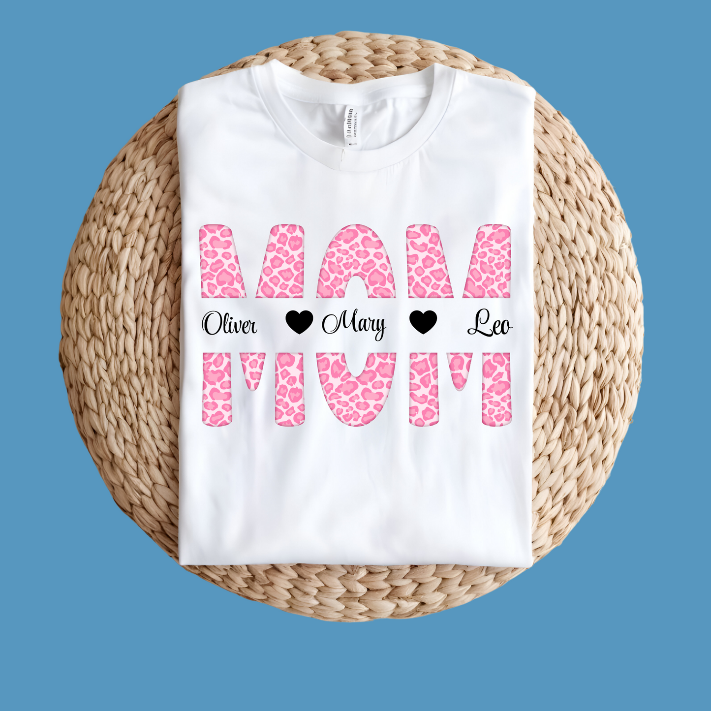 Personalized Mom Shirt - Mom's Heartfelt Keepsake - Custom Name Shirt for Her Women's Pink White Tee