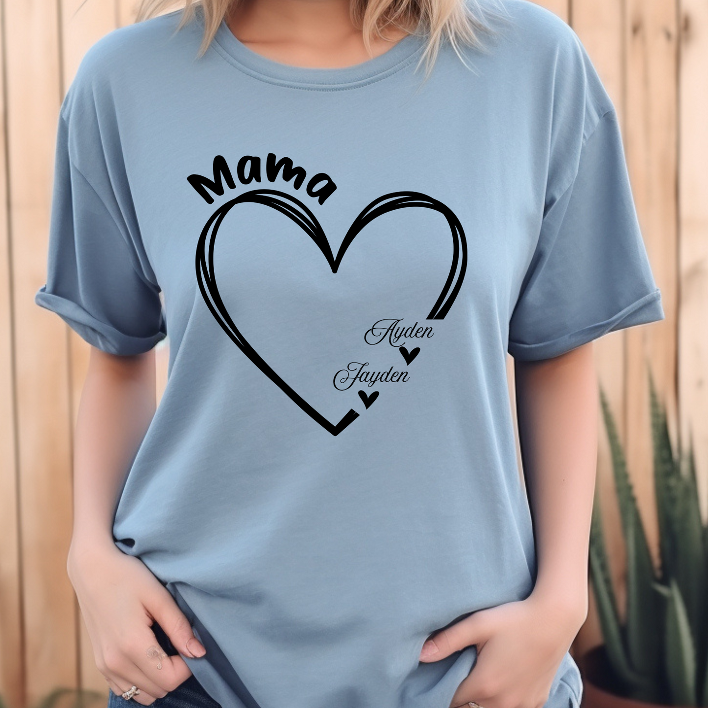 Personalized Mom Shirt: Heart-Shaped Personalized Mom Tee