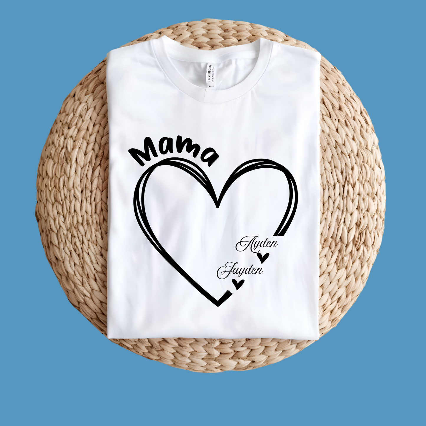 Personalized Mom Shirt: Heart-Shaped Personalized Mom Tee